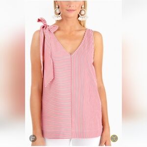 Vineyard Vines Red White Striped Bow Shoulder Tank Top Womens Sz S spring summer
